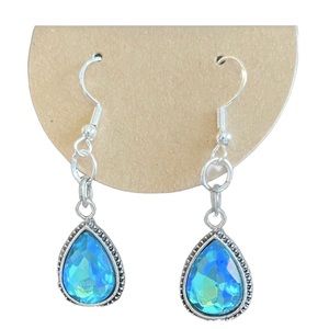 Blue stone teardrop earrings